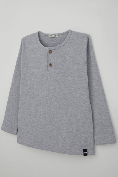 Breeze Boy's Long Sleeve T-Shirt with Button Detail, Ages 4-8, Light Gray Melange