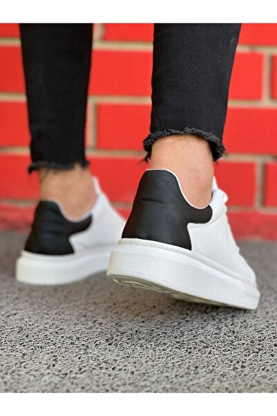 Lucy Shoes Yg-X500 Men's Lace-Up Casual Leather Sneaker Shoes Cbt - White/Black