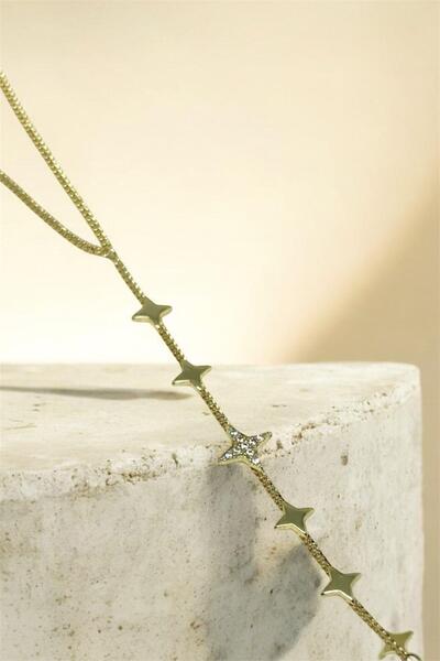 MatmazelLavinya حجر الزركون باللون الذهبي مع تفاصيل النجمة