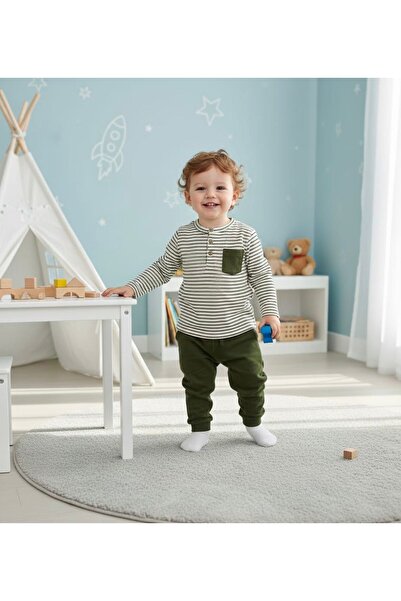 BOBBY JR KİDSWEAR Patli Striped Pocketed Baby Children's Set