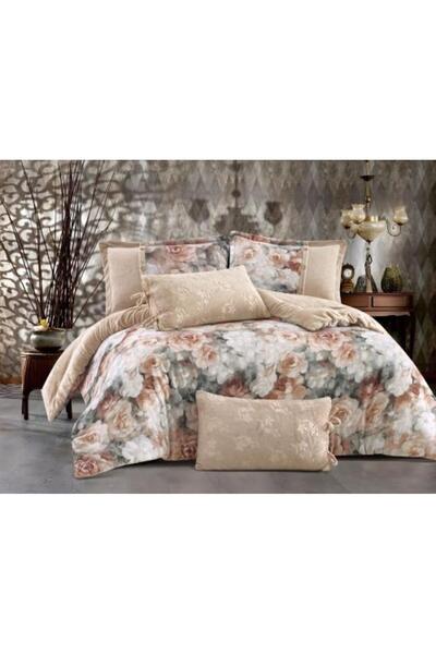 Alhabib bedding Athena Winter Double Bedspread, Copper Pink with Floral Pattern, 6 Pieces