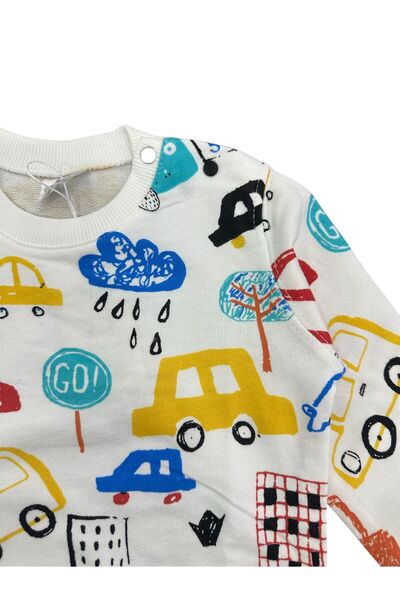 BOBBY JR KİDSWEAR Boy's Suit Car Printed Ecru