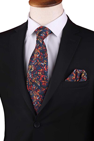 Kravatkolik Multi-Colored Floral Pattern Printed Pocket Squares Classic Necktie Kk13351