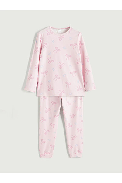 LC Waikiki LCW Kids Розово пижама комплект за момичета с велосипедна яка и па...