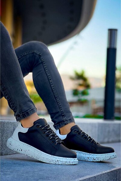 Lucy Shoes Yg-X500 Men's Lace-Up Casual Leather Sneaker Shoes Cbt - Black/White/Special