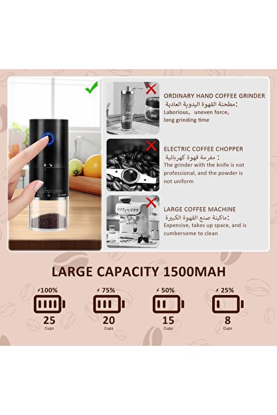 Xkimos Electric Burr Coffee Grinder, Portable, 38 Adjustable Grind Settings (Black)