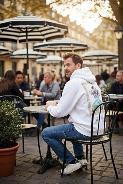 CANMODA Vincent Tablo Hanorac Supradimensionat - 100% Bumbac - Alb