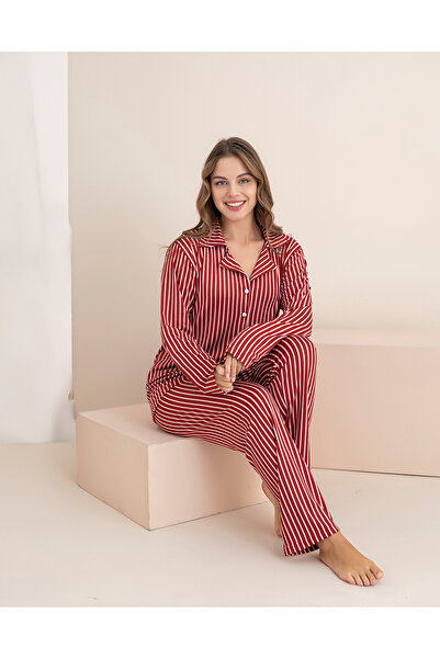 rindahomewear Women's Milan Lisbon Long Sleeve Buttoned Pajama Set