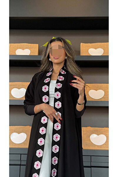 AYA mw1536 عباية سوداء بورود