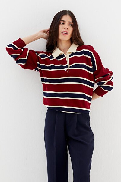 Shopping Shop Tricotaj cu guler polo Pulover MAROON