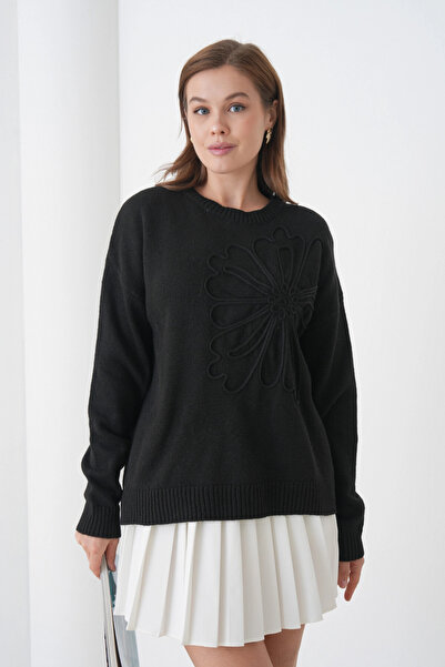 Park Karon Γυναικείο πλεκτό πουλόβερ με μοτίβο με λαιμόκοψη με μαλακή υφή