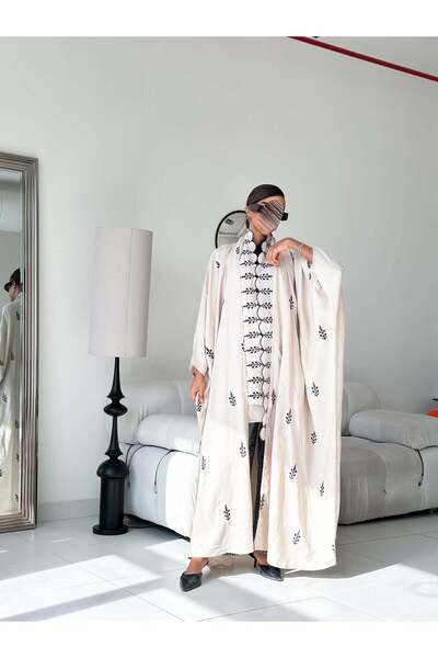 AYA mw1521 عبايه كريب سعودي صيفي مع تطريز كامل ورد طرحه تطريز كامل