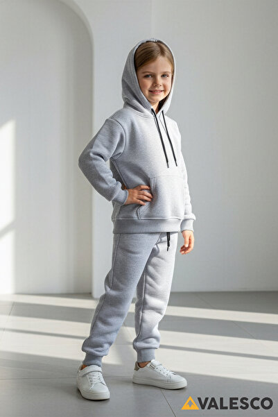 VALESCO ÇOCUK KAPÜŞONLU SWEAT TAKIM ÜÇ İPLİK ŞARDONLU