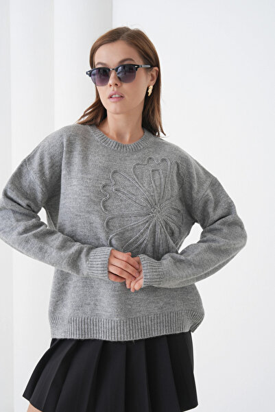 Park Karon Γυναικείο πλεκτό πουλόβερ με μοτίβο με λαιμόκοψη με μαλακή υφή