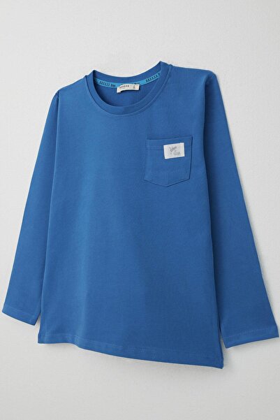 Breeze Tricou cu mânecă lungă pentru băiat, cu buzunar cu inscripție cool, 4-8 ani, albastru cobalt