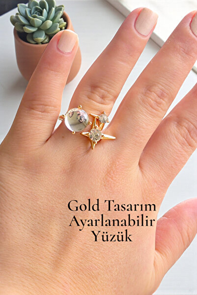 NBS Beautiful Naturel Stones خاتم بتصميم عصري قابل للتعديل، مصنوع من النحاس ا...