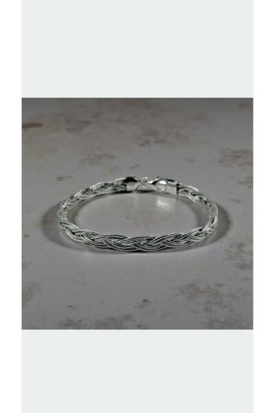 ZEY 925 Ayar Gümüş Takı-Örgülü Halat Kadın Hediyelik Bileklik