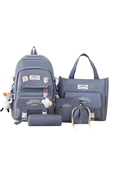 Arabest 5-piece school bag set with lunch bag, pendant, pencil case, handbag and coin purse - backpa