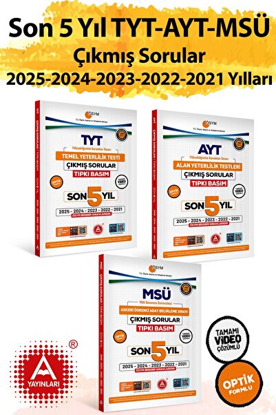 A Yayınları 2026 Model 3 Büyük Sınav MSÜ-TYT-AYT 2025-2024-2023-2022-2021 Yılları Tıpkı Basım Çıkmış Sorular