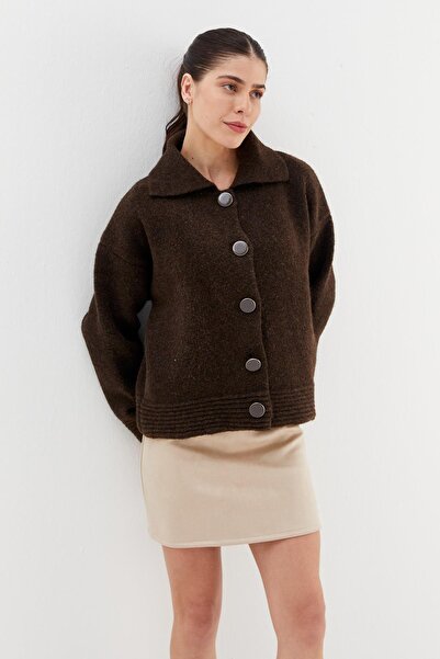 Shopping Shop Soft Textured Knitwear Cardigan Brown