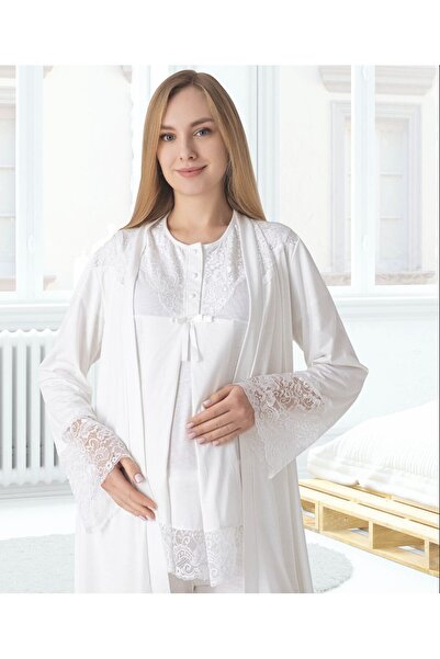 AYLAMLİNGERİE Aylam 1022 Özel Tasarım Lohusa Pijama Takımı 3'lü Set