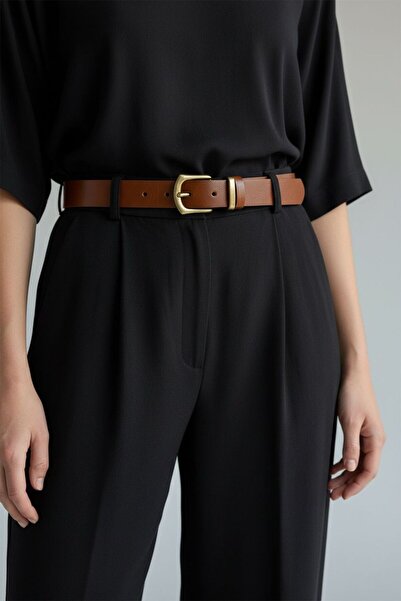 Kemerix 100% Genuine Leather Women's Antique Plated Buckle Tan Belt Jacket Belt Shirt Belt Trouser Belt