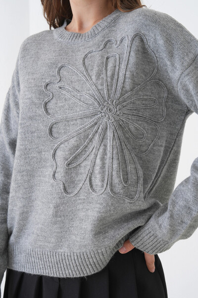 Park Karon Γυναικείο πλεκτό πουλόβερ με μοτίβο με λαιμόκοψη με μαλακή υφή