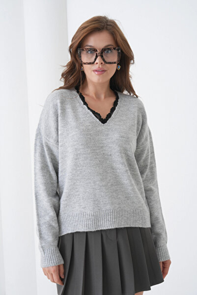 Park Karon Women's Yak Adantel Detail Soft Textured Knit Sweater