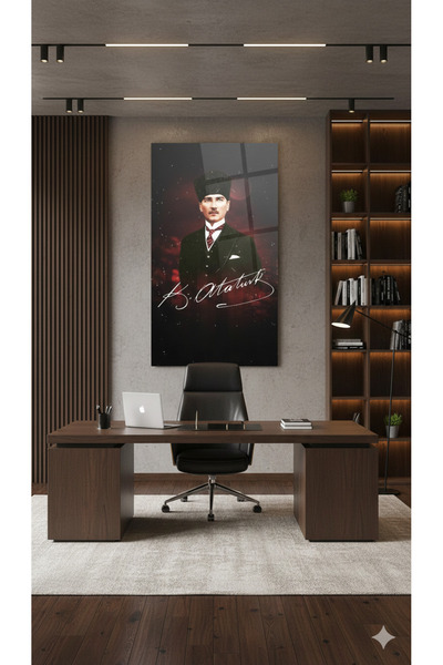 BLT DİZAYN Mustafa Kemal Atatürk Stylish Portrait Glass Painting – Special Design for Gifts