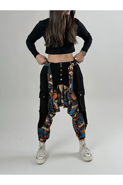 COCOPELLI Garni Design Women's Music Patterned Black Sports Baggy Pants Coc2615