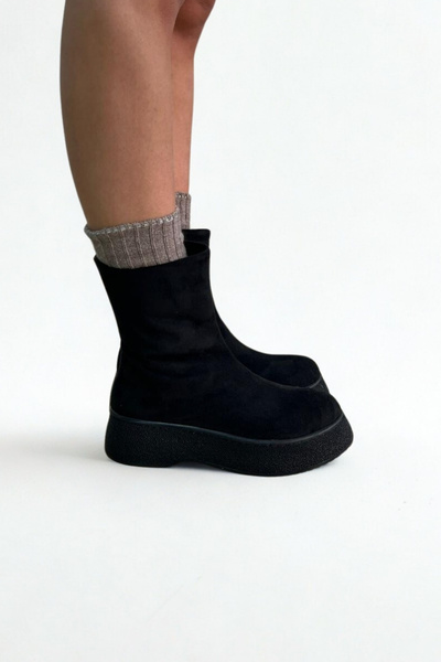 inizio Μαύρα σουέτ γυναικεία καθημερινά μποτάκια GD309