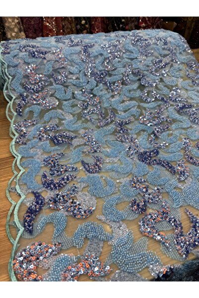 OsmanKumaşDantel Yoğun boncuk ve payet işlemeli dantel (100x150cm)