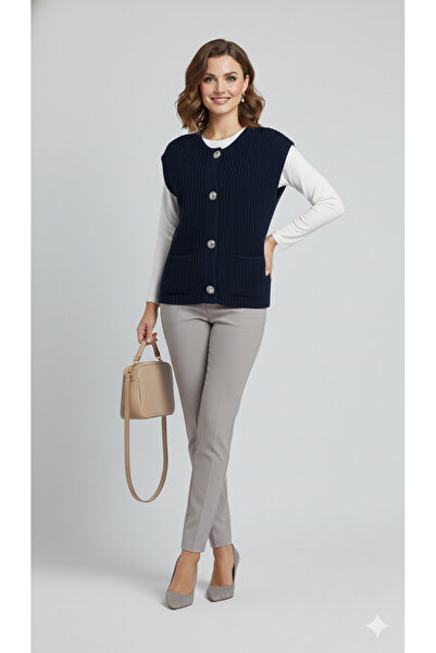H&A İSTANBUL В'язаний светр-жилет | На ґудзиках, з кишенями, стильний і теплий жіночий трикотажний жилет