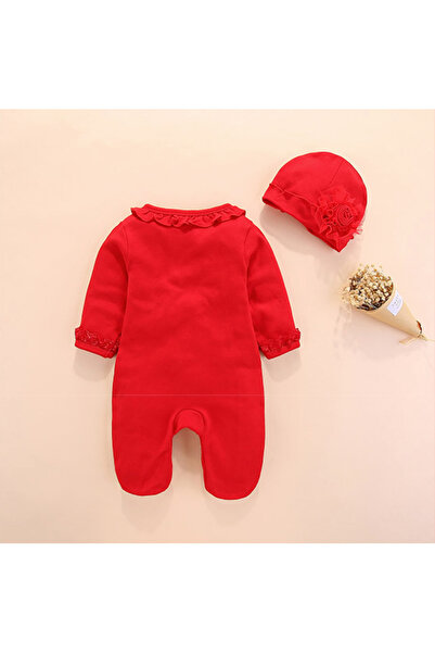 nannie Red Jumpsuit for Girls with Little Mary's Hat - 3-6 months