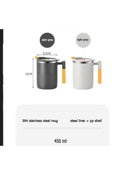 NKX 2 Pieces Double-Layer Stainless Steel Mug with Lid - Anti-Scalding Cup for Children and Adults