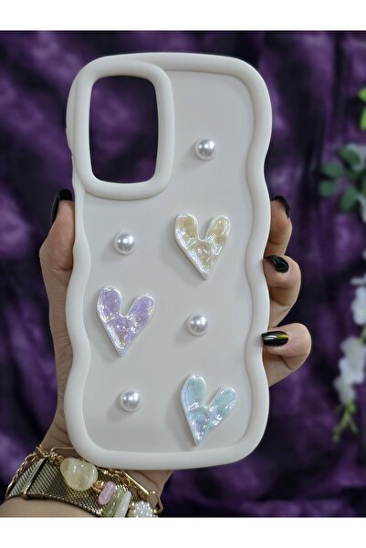 Magic Ring Samsung Galaxy A23 Uyumlu Parlak Kalp & İnci Detaylı Soft Şık Telefon Kılıfı