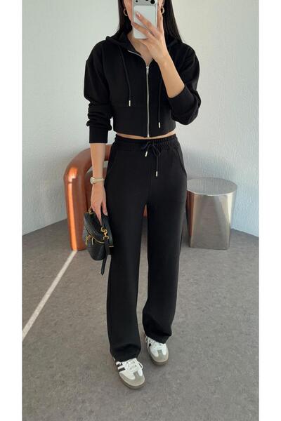 HAZELANNA Thessaloniki Fabric Hooded Black Set