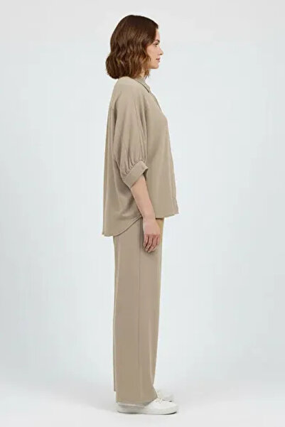 Muchmy Women Clothing Set Casual 2 Pcs Co-ord Set Top Collar Shirt And Bottom Lady's Outfit