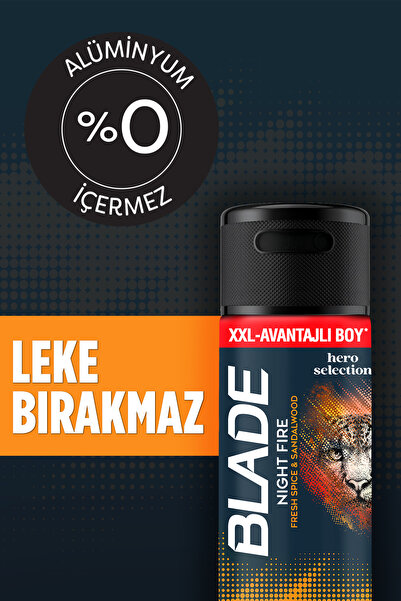 Blade Night Fire Erkek Alüminyumsuz Deodorant 6x200 Ml Hızlı Kurur, Leke Bırakmaz