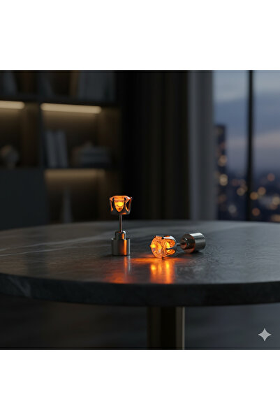 Generic LED Flashing Stud Earrings, Pair of 2 - Orange