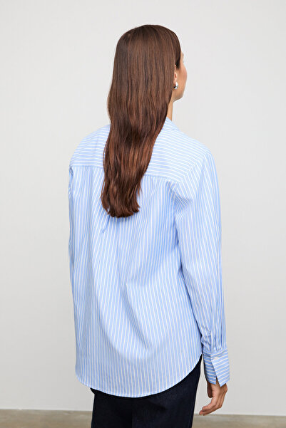 Stradivarius Basic striped poplin shirt with pocket