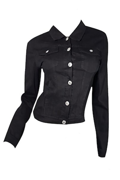 L-line fashion - Denim jacket for women, black, L