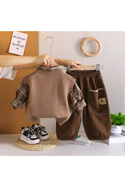 nannie Ruben Boys Brown 3-Piece Set - 3-4 Years