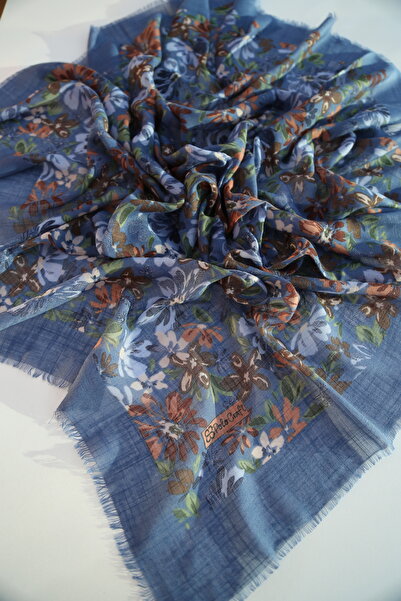 Vorvella Keten Yazma Çiçekli Desen Tülbent