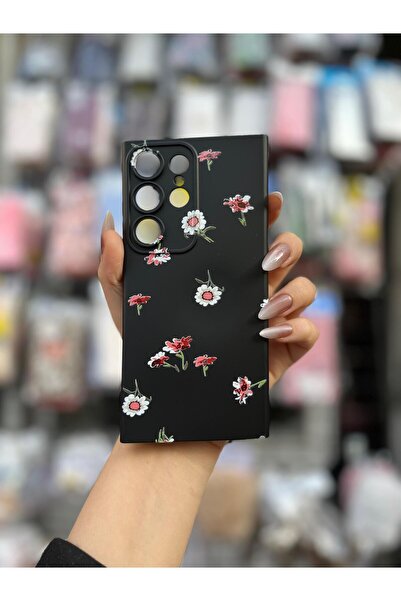 CaseKİdükkan جراب هاتف سامسونج جالاكسي S24 ألترا متوافق مع الكاميرا، مبطن بالمخمل من الداخل، بنمط منتفخ