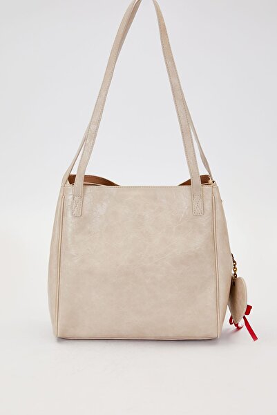 Levidor Gray knitted accessory detailed shoulder bag