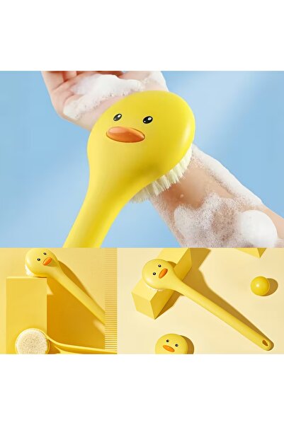 RED KİTCHEN Sevimli Ördek Desenli Vücut Fırçası – Uzun Saplı Duş ve Banyo Fır...