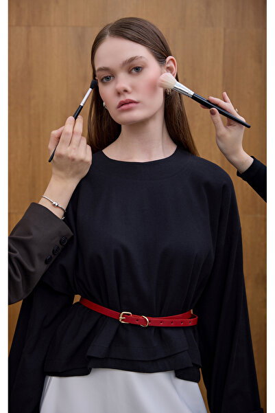 Birgül Bektaş Μαύρη μπλούζα από ποπλίνα Allerli