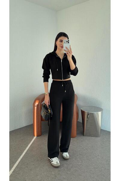 HAZELANNA Thessaloniki Fabric Hooded Black Set