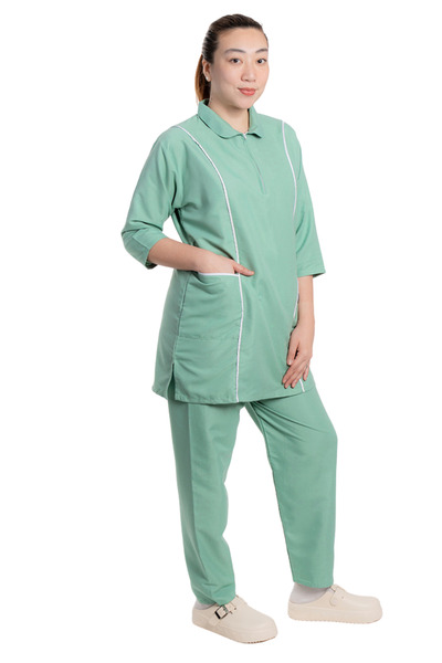 ABSHIR Housemaid/Khadama/Nanny Uniform Set, cotton 3/4 Sleeve Tunic with Whit...